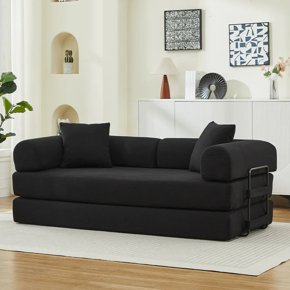 Corduroy Folding Sofa Bed With Foam Spring Mattress - Omega Lifestyles