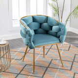 Blue Velvet Knitted Leisure Accent Chair With Backrest - Omega Lifestyles