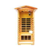 Far Infrared Khaya Wood Outdoor Sauna Room - Omega Lifestyles