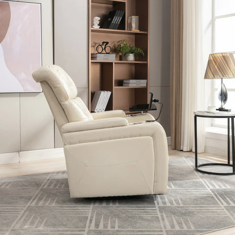 Power PU Leather Recliner Chair With Tray Table USB Port - Omega Lifestyles