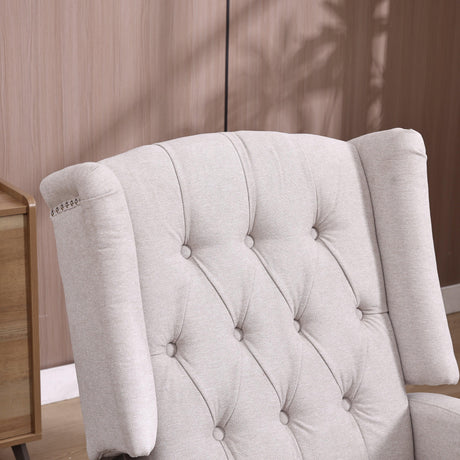 Multi-Functional Linen Recliner Chair With Rocking Swivel - Omega Lifestyles