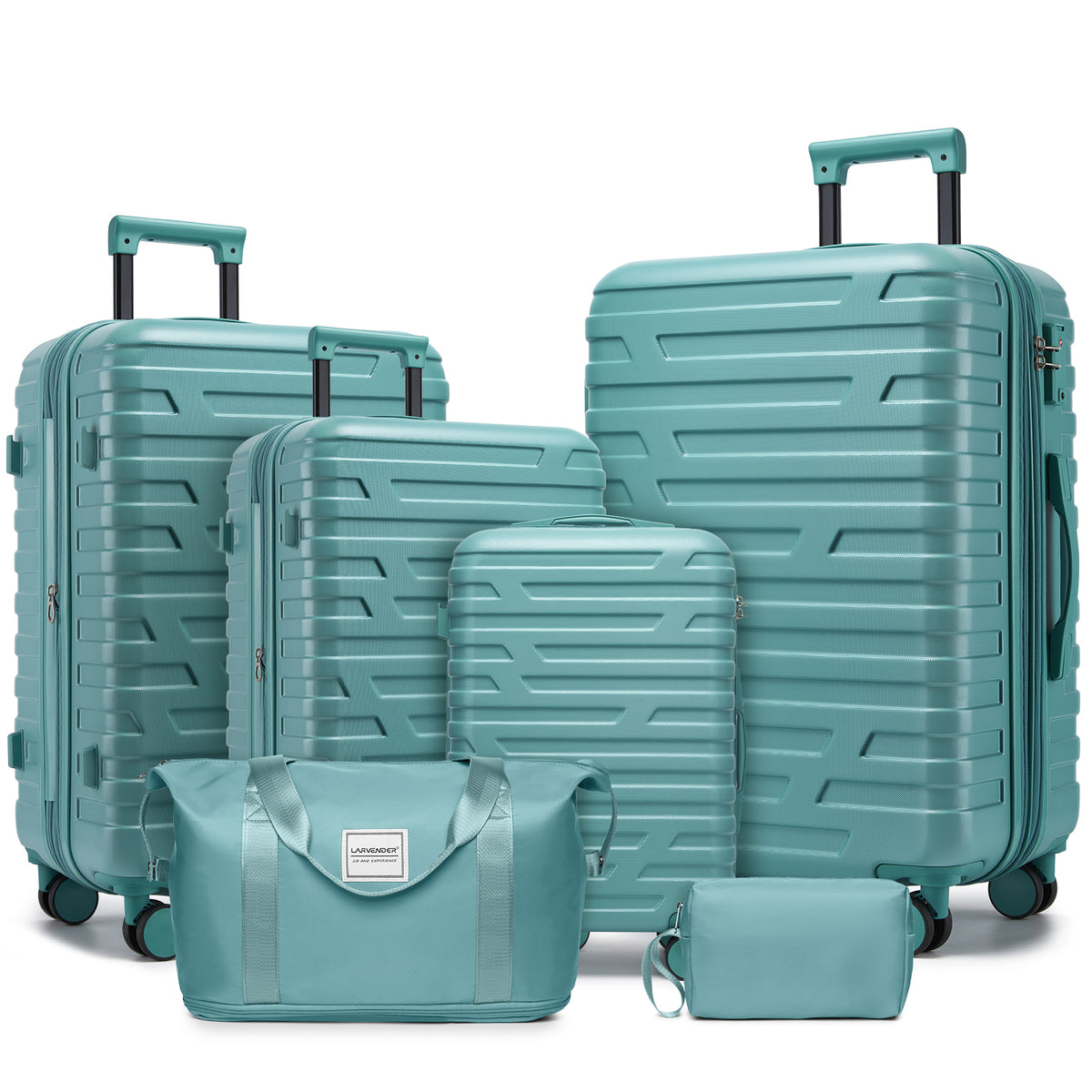 6-Piece Aqua Blue Hardshell Expandable Luggage Set