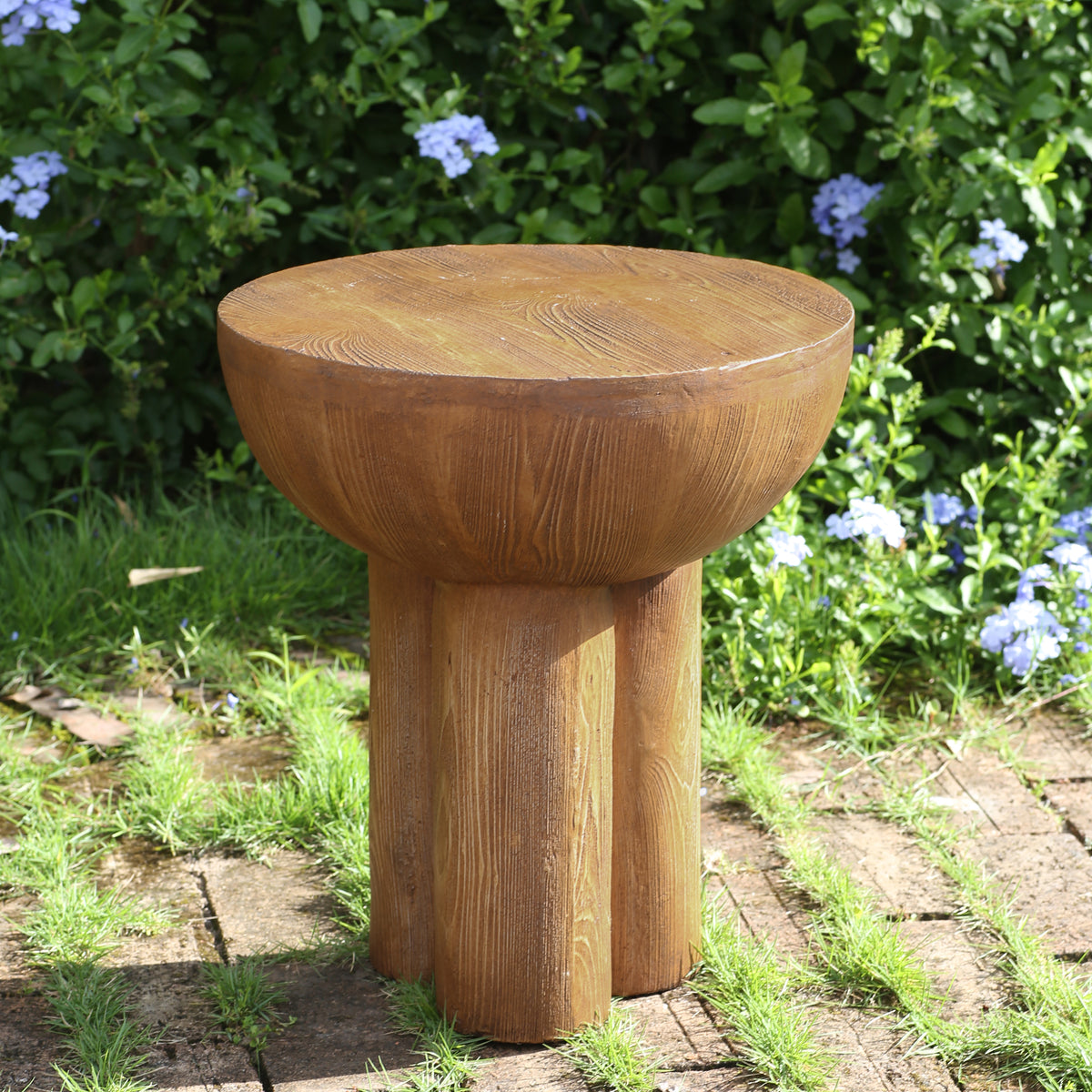 Weather-Resistant Magnesium Oxide Brown Outdoor Side Table