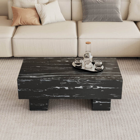 Modern Black Patterned MDF Rectangular Coffee Table - Omega Lifestyles