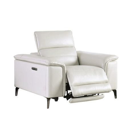 Contemporary Light Taupe Power Recliner With Pillow Top Arms - Omega Lifestyles