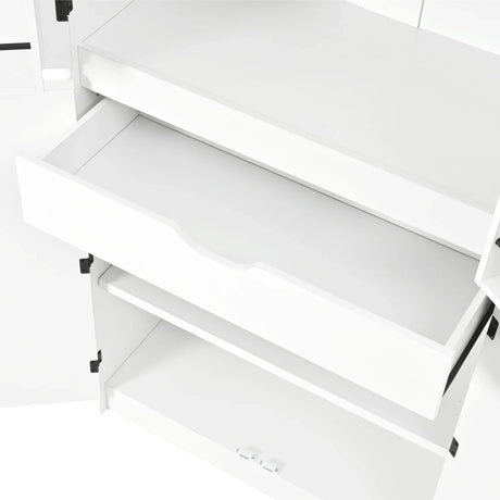 Modern Curved Design Kitchen Pantry Cabinet With Drawer - Omega Lifestyles