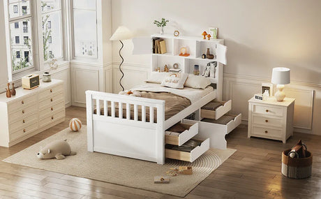 Twin Captain Platform Bed Frame With Storage Drawers - Omega Lifestyles