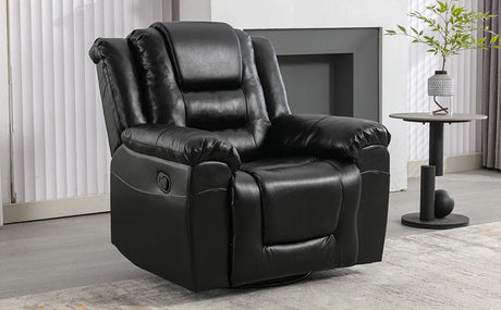 Manual Rocking 360-Degree Swivel Recliner Chair With PU Upholstery - Omega Lifestyles
