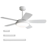 42-Inch White MDF Remote Controlled Ceiling Fan With Light
