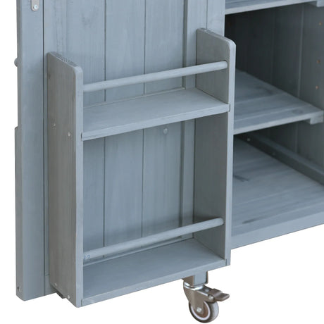 Farmhouse Solid Fir Wood Outdoor Kitchen Island Cart - Omega Lifestyles