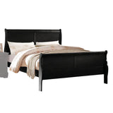 Eastern King Black Synthetic Wood Sleigh Bed Frame - Omega Lifestyles