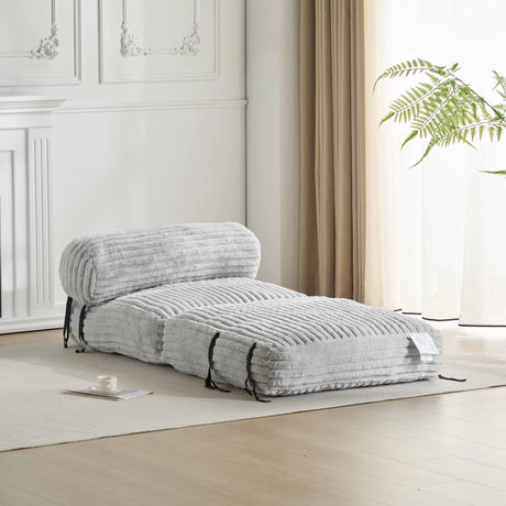 Soft Foldable Light Gray Faux-Fur Bean Bag Lounge Chair - Omega Lifestyles