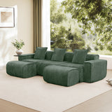 Modular 3-Seat Velvet Boneless Sectional Sofa With Ottoman - Omega Lifestyles
