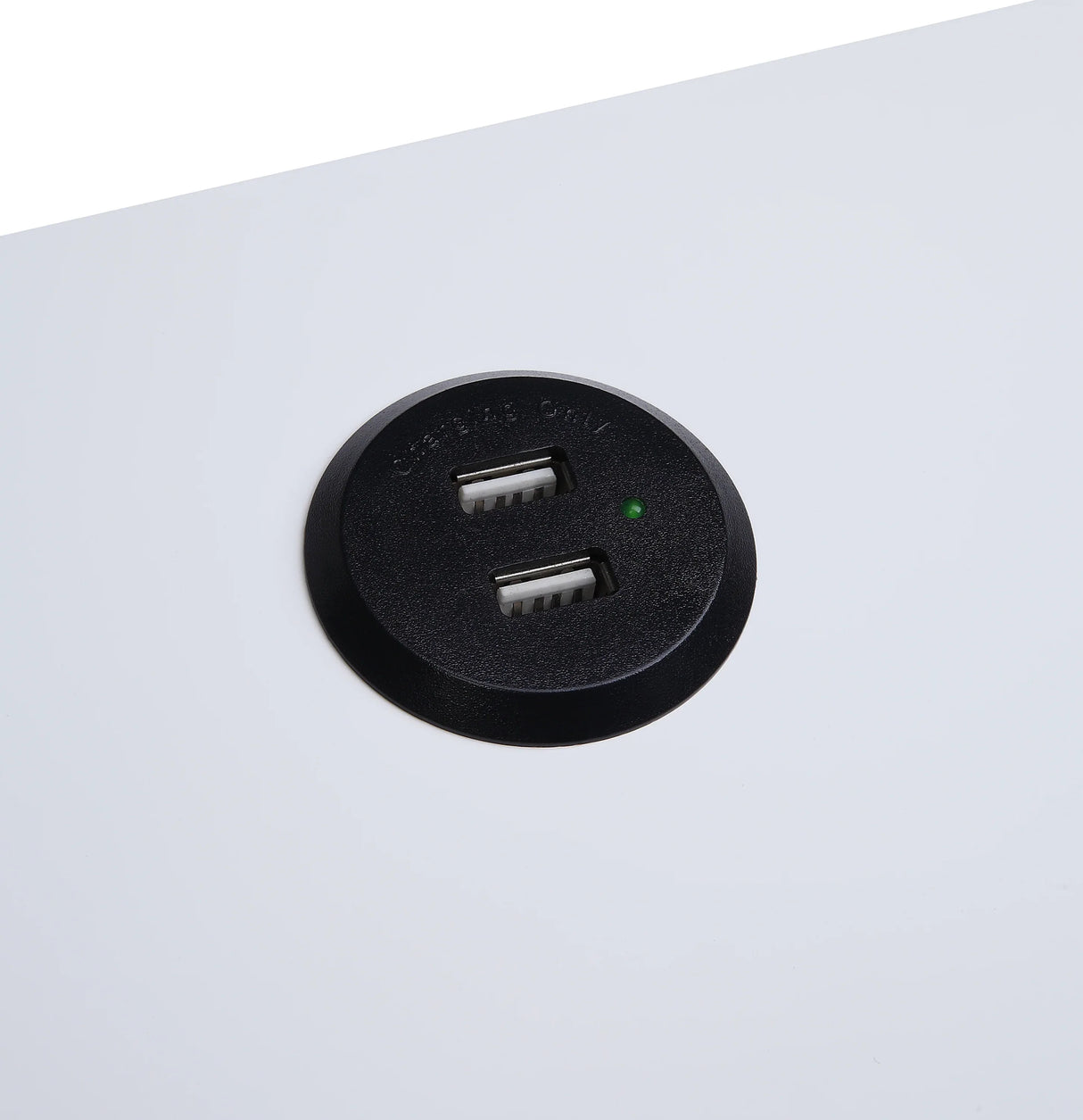 Modern White Black Accent USB Charging Table With Drawer - Omega Lifestyles