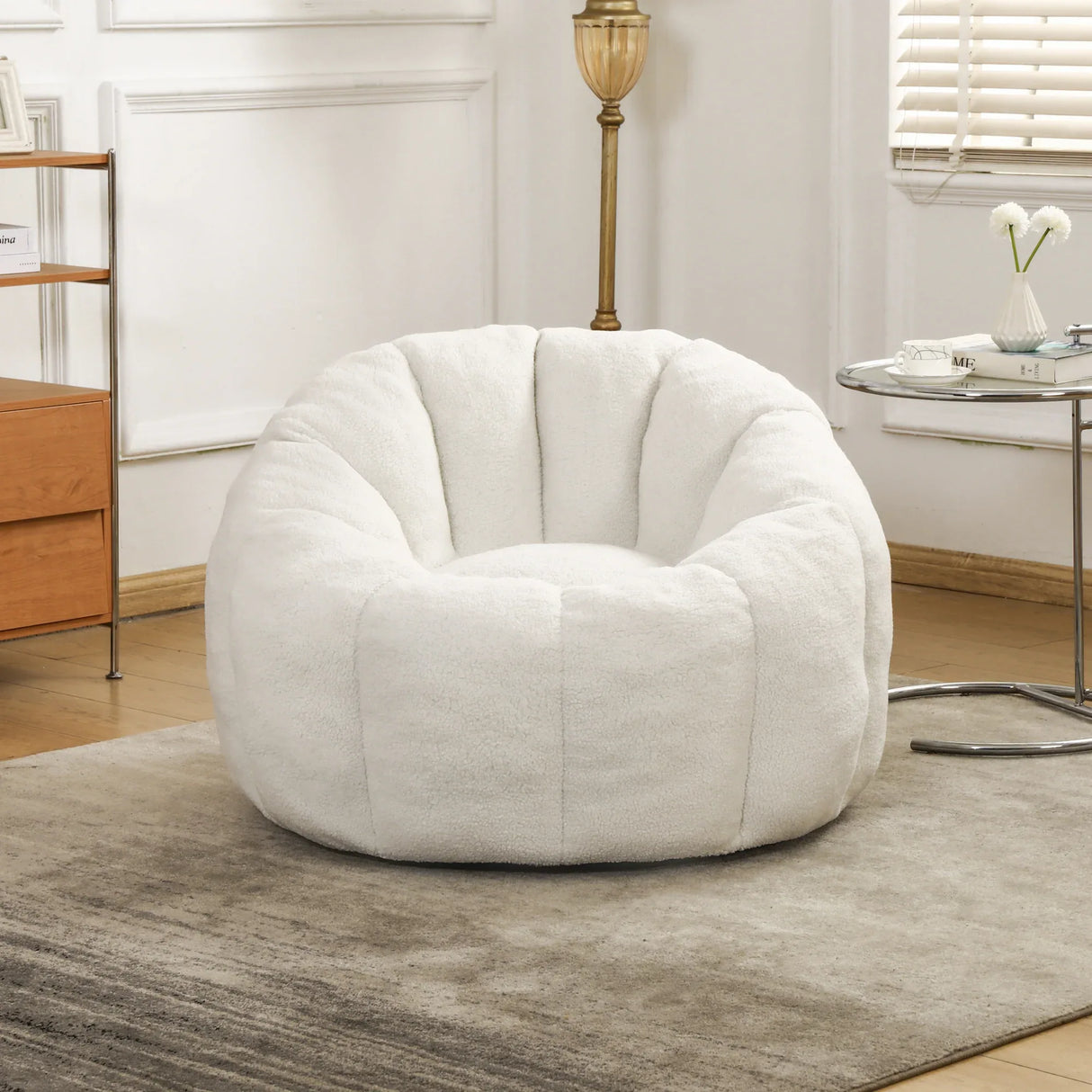 Plush Teddy Foam Bean Bag Chair With Armrests - Omega Lifestyles