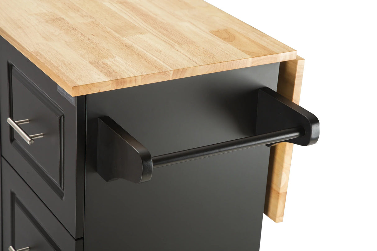 Rolling Kitchen Island Cart With Rubber Wood Tabletop - Omega Lifestyles