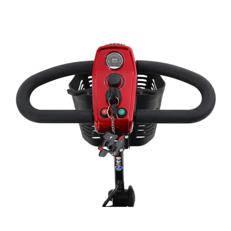 Red 4-Wheel Outdoor Compact Metal Mobility Scooter - Omega Lifestyles