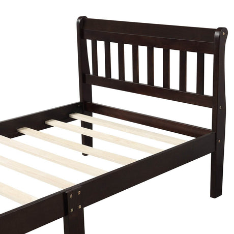 Twin Solid Wood Sleigh Platform Bed Frame With Headboard - Omega Lifestyles