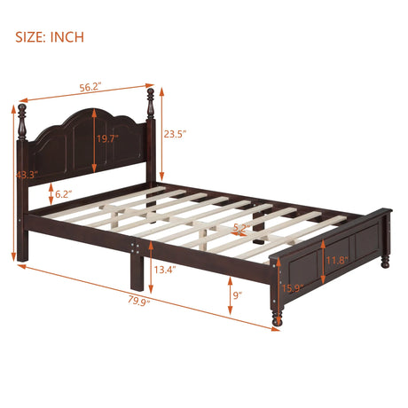 Full Size Dark Walnut Wood Platform Bed Frame - Omega Lifestyles