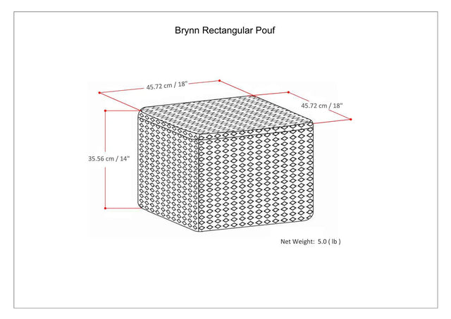 Black Patterned Upholstered Fabric Square Pouf Seating Stool - Omega Lifestyles