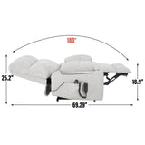 Beige Chenille Power Lift Recliner Chair With Massage Heating - Omega Lifestyles