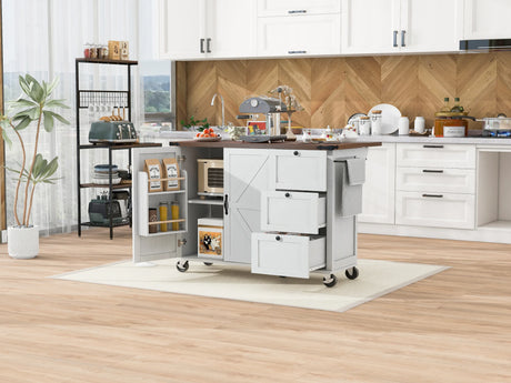 Farmhouse Kitchen Island Cart With Power Outlet - Omega Lifestyles