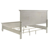 King Farmhouse Distressed White Wood Panel Bed Frame - Omega Lifestyles