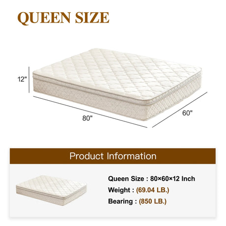 Medium Firm 12-Inch Hybrid Memory Foam Pocket Spring Queen Mattress - Omega Lifestyles