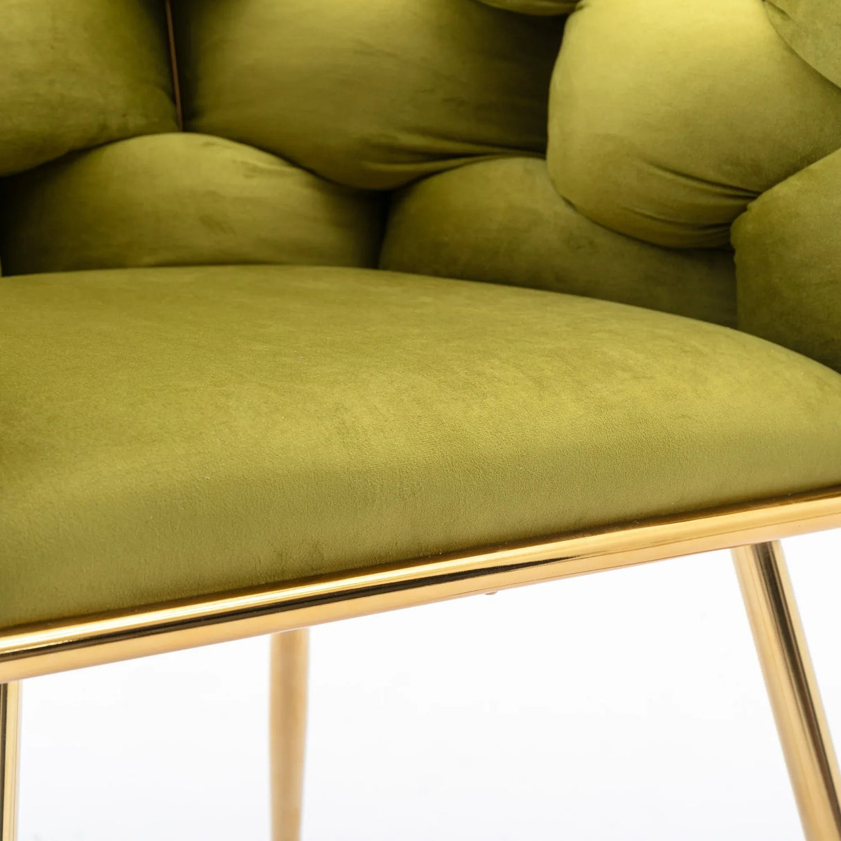 Olive Green Velvet Knitted Backrest Accent Chair - Omega Lifestyles