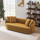 Mid-Century Modern Dark Yellow Boucle Sofa - Omega Lifestyles