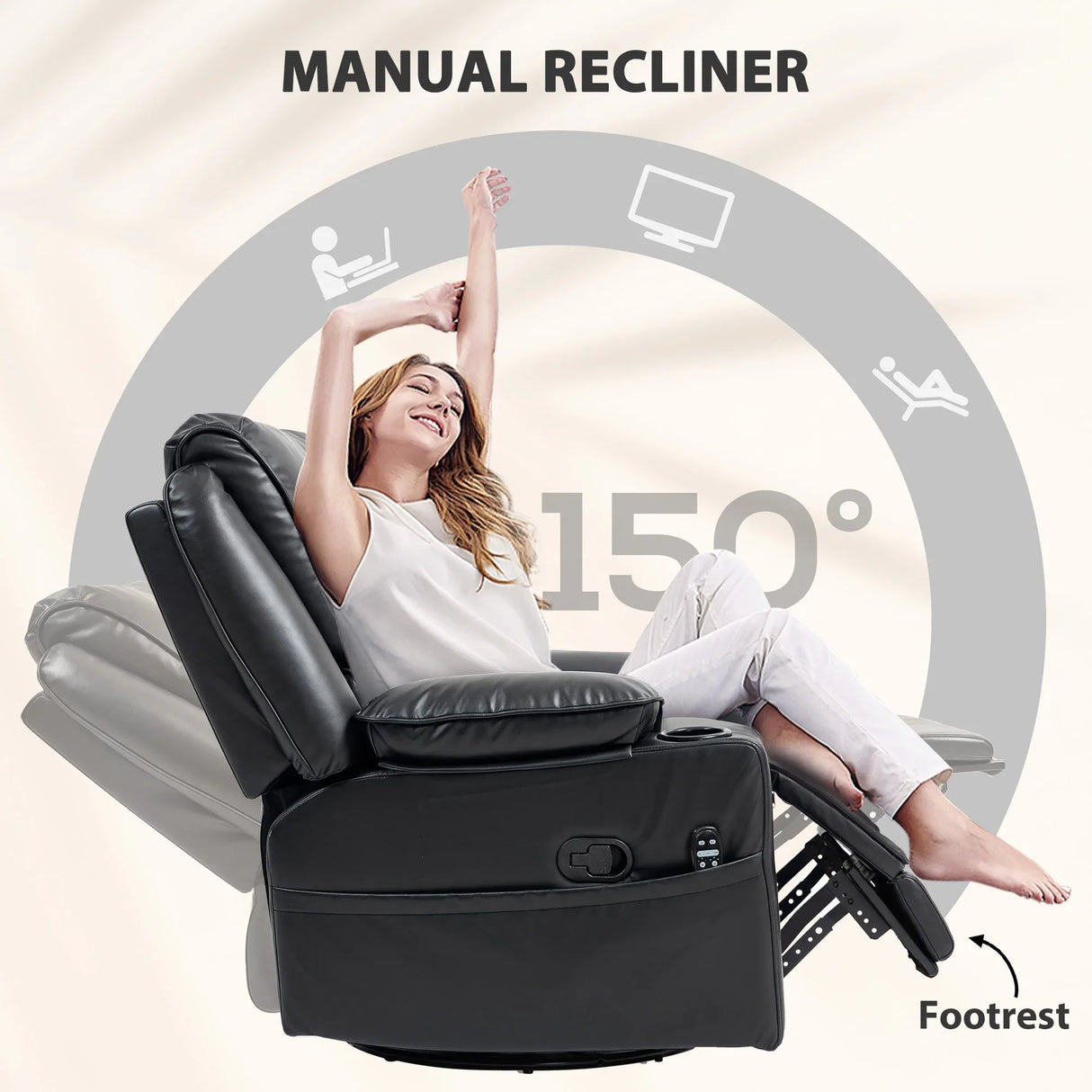 Oversized Swivel Recliner Massage Chair With Heat - Omega Lifestyles