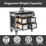 Mirrored Black Silver Finish Two-Drawer Nightstand - Omega Lifestyles