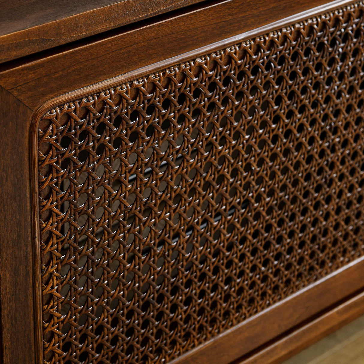 59-Inch Mid Century Modern Rattan TV Stand Cabinet - Sleep Galleria