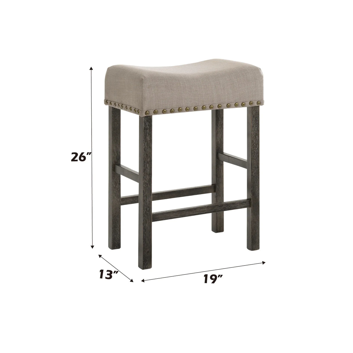 Set of 2 Tan Linen Gray Synthetic Wood Counter Height Stools - Omega Lifestyles