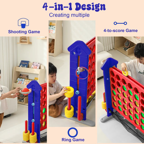 4-in-1 Adjustable Height Indoor Outdoor Giant Game Set - Omega Lifestyles