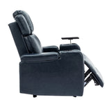 Blue PU Leather Power Recliner Chair With Cooling Cup Holder - Omega Lifestyles