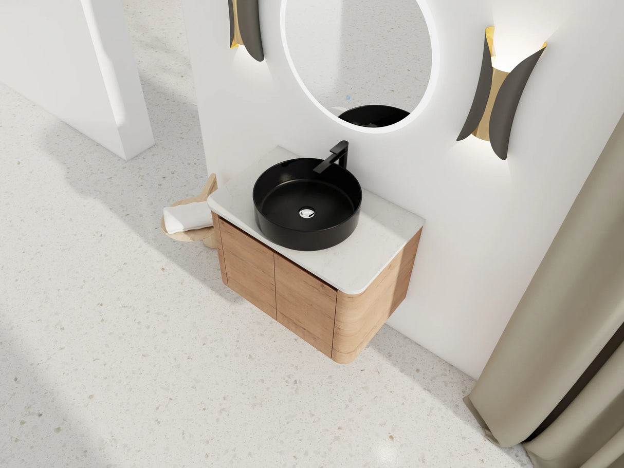 30-Inch Wall-Mounted Bathroom Vanity With Ceramic Sink - Omega Lifestyles