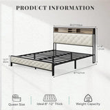 Queen Platform Bed Frame With Charging Station And Storage - Omega Lifestyles