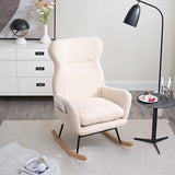 Beige Cotton Upholstered Ergonomic Rocking Chair - Omega Lifestyles