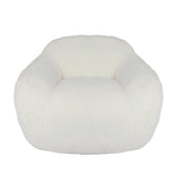 Spacious Off White Teddy Fabric Memory Foam Bean Bag Chair - Omega Lifestyles