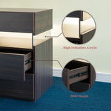 Modern 3 Drawer LED Bedside Cabinet with Acrylic Panel - Omega Lifestyles