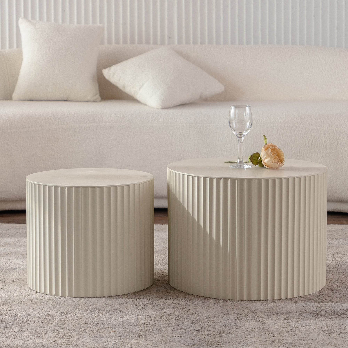 Modern Round Wood Coffee Table With Open Storage - Sleep Galleria