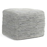 Cream Genuine Buffalo Leather Square Pouf Accent Ottoman - Omega Lifestyles