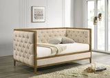 Transitional Twin Mattress Ready Natural Oak Fabric Daybed - Omega Lifestyles