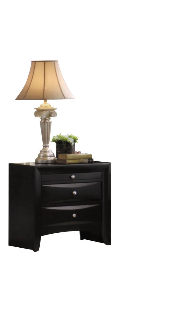 Black Synthetic Wood Elegant Storage Nightstand - Omega Lifestyles