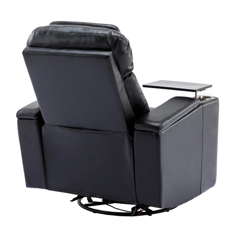 Power Swivel PU Leather Recliner Chair With Tray Table - Omega Lifestyles