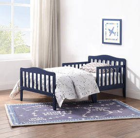Solid Wood Navy Blue Toddler Bed With Safety Rails - Omega Lifestyles