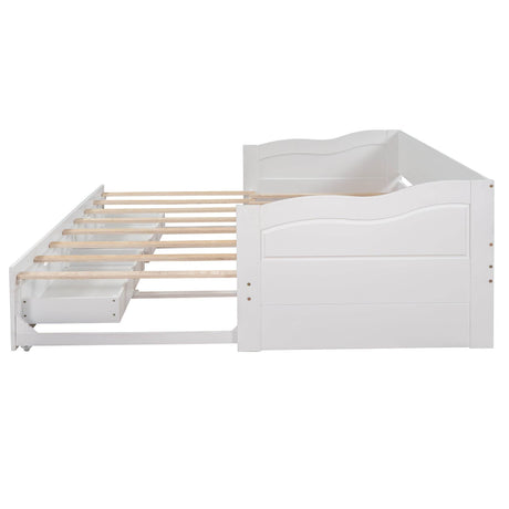 Solid Wood Extendable Twin Daybed With Trundle And Storage Drawers - Omega Lifestyles