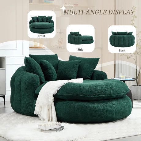 Oversized Chenille Memory Foam Bean Bag Sofa With Pillows - Omega Lifestyles