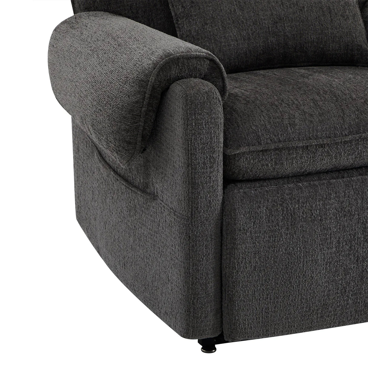 Power Lift Assist Recliner Chair Gray Chenille Upholstered - Omega Lifestyles